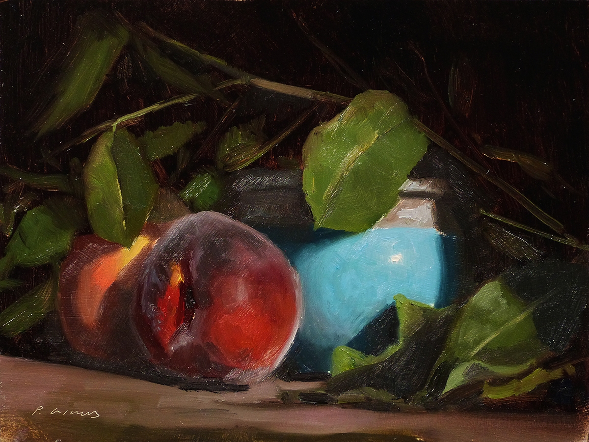 Peinture : Pêche et Pot Bleu 