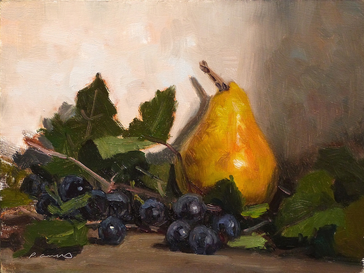 Peinture : Poires et Raisins