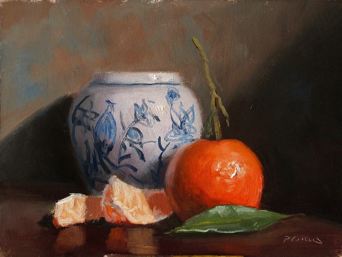 Peinture : Clémentines et Vase