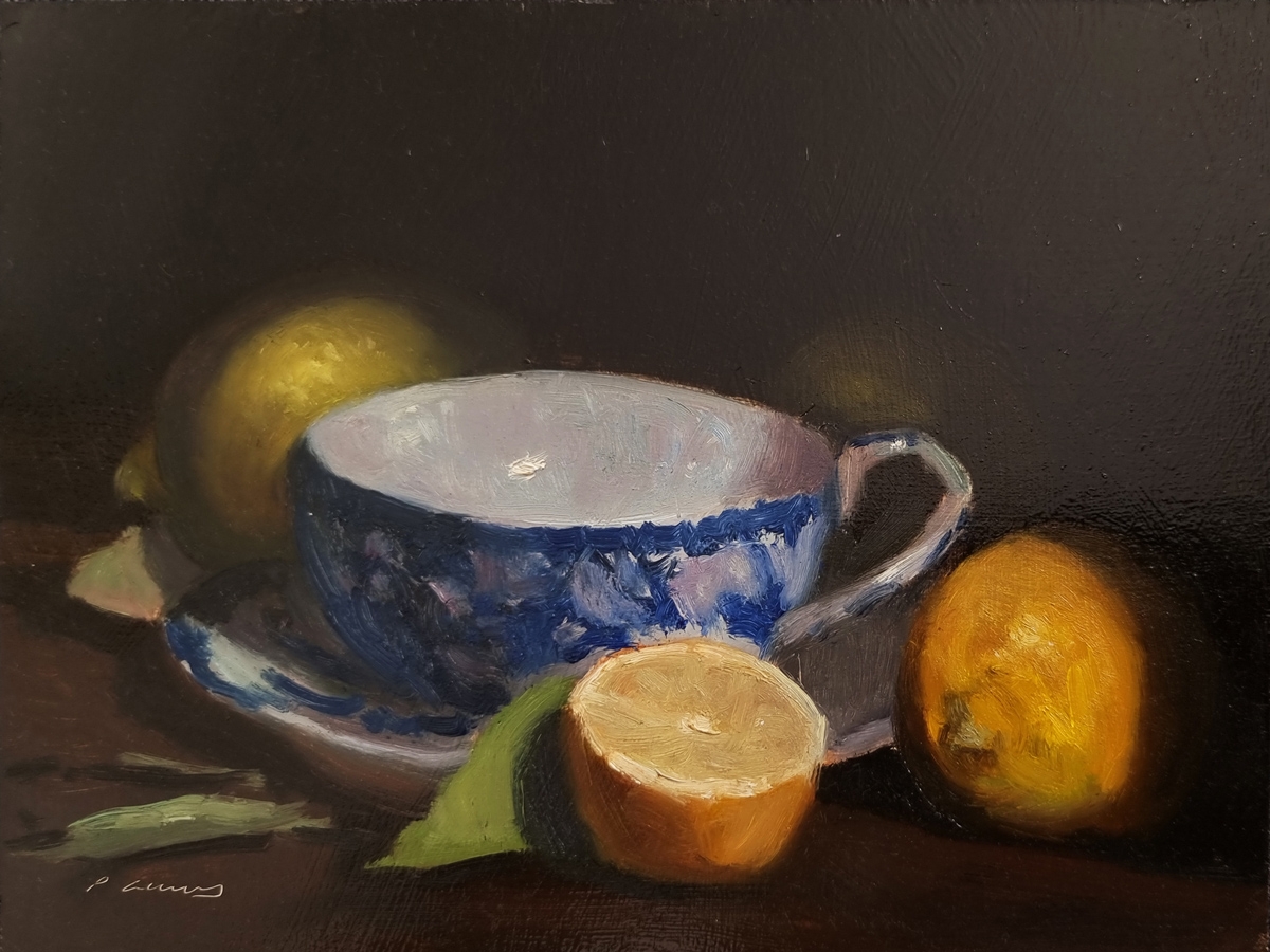 Peinture : Citrons et Tasse 