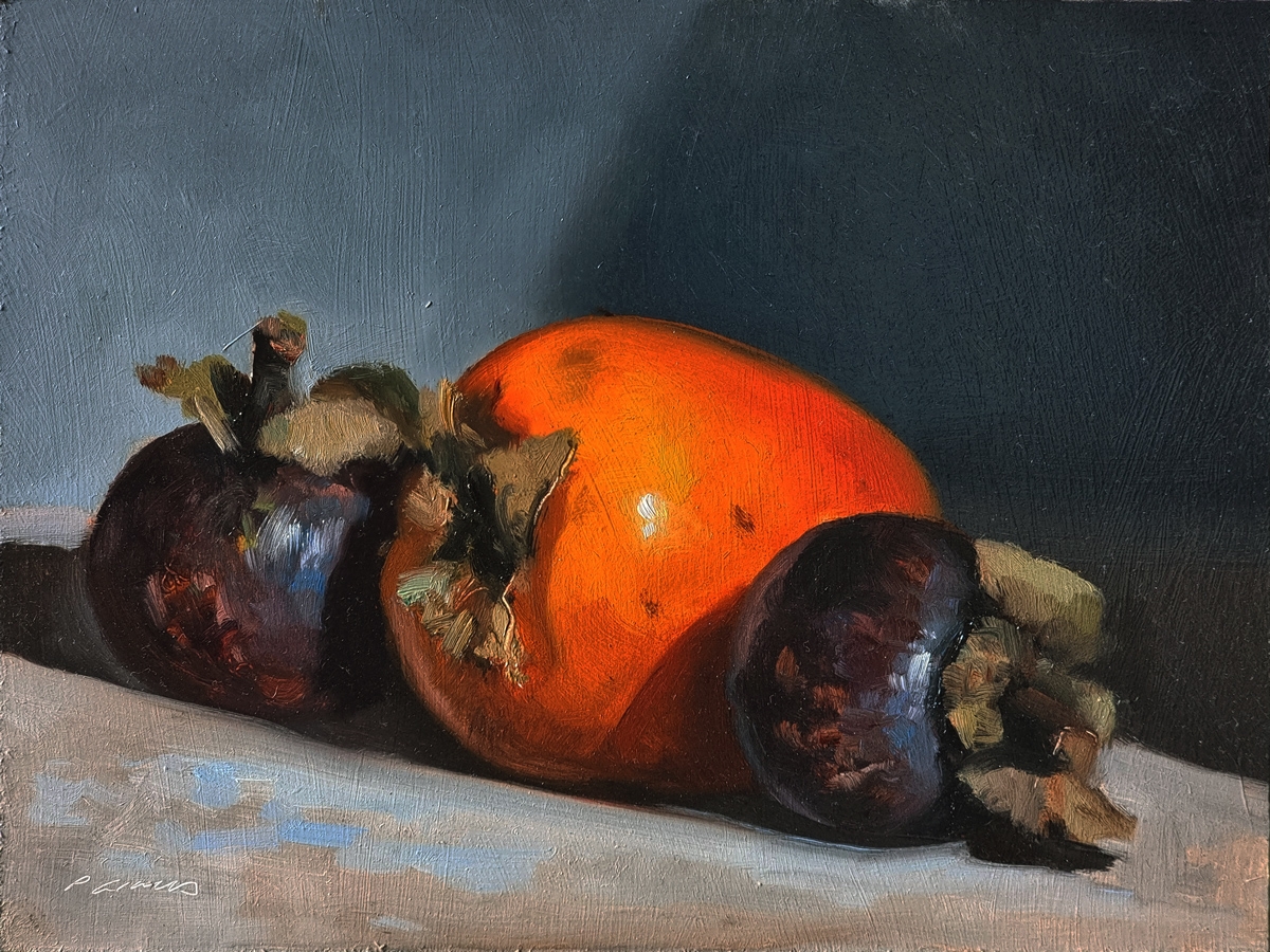 Peinture : Mangoustans et Kaki 