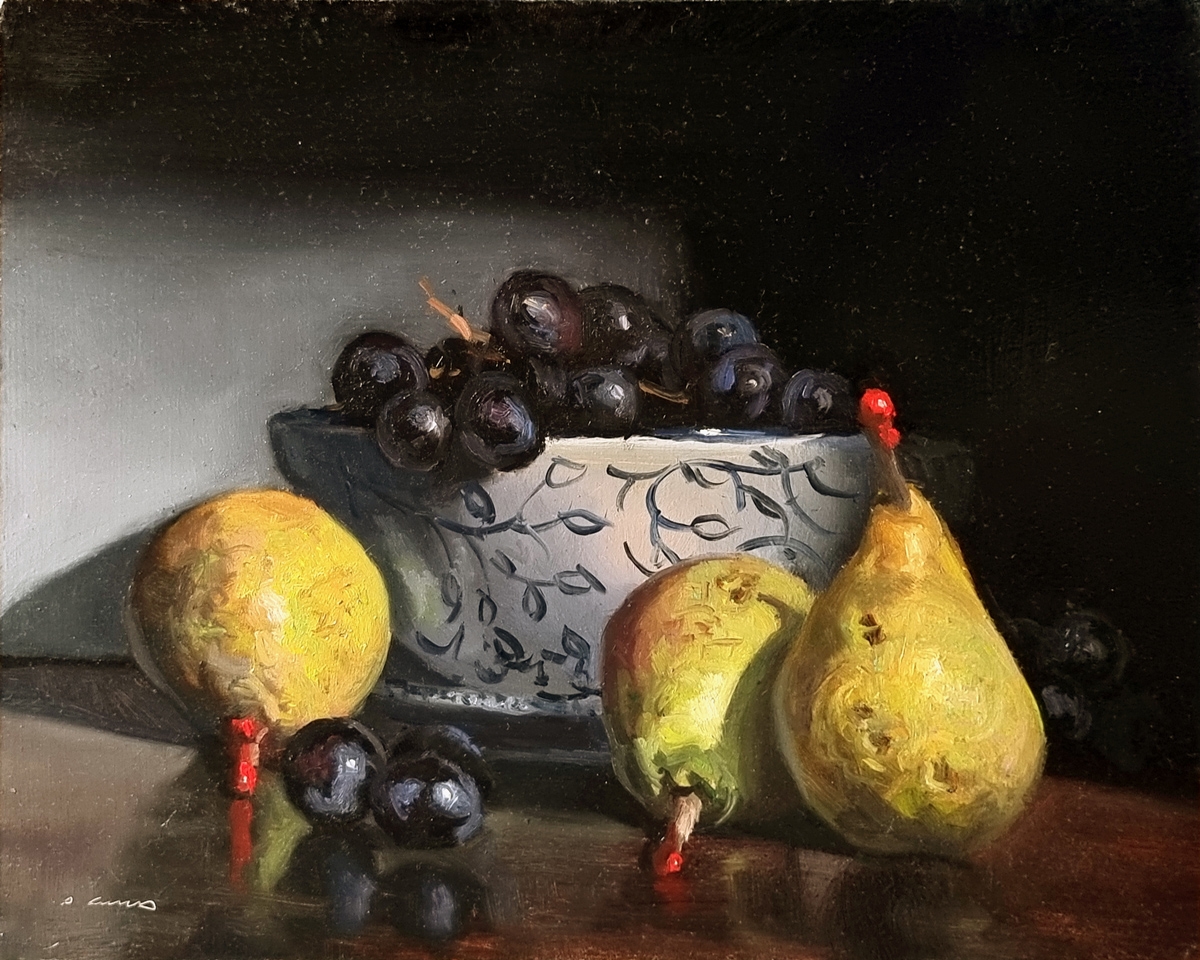 Peinture : Raisins et Poires