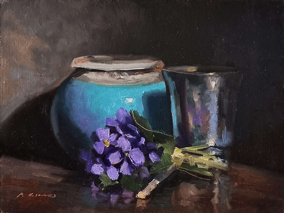 Peinture : Violettes 
