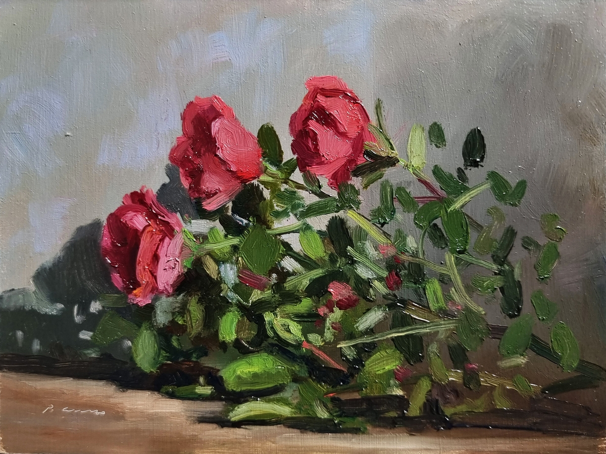 Peinture : 3 Roses 
