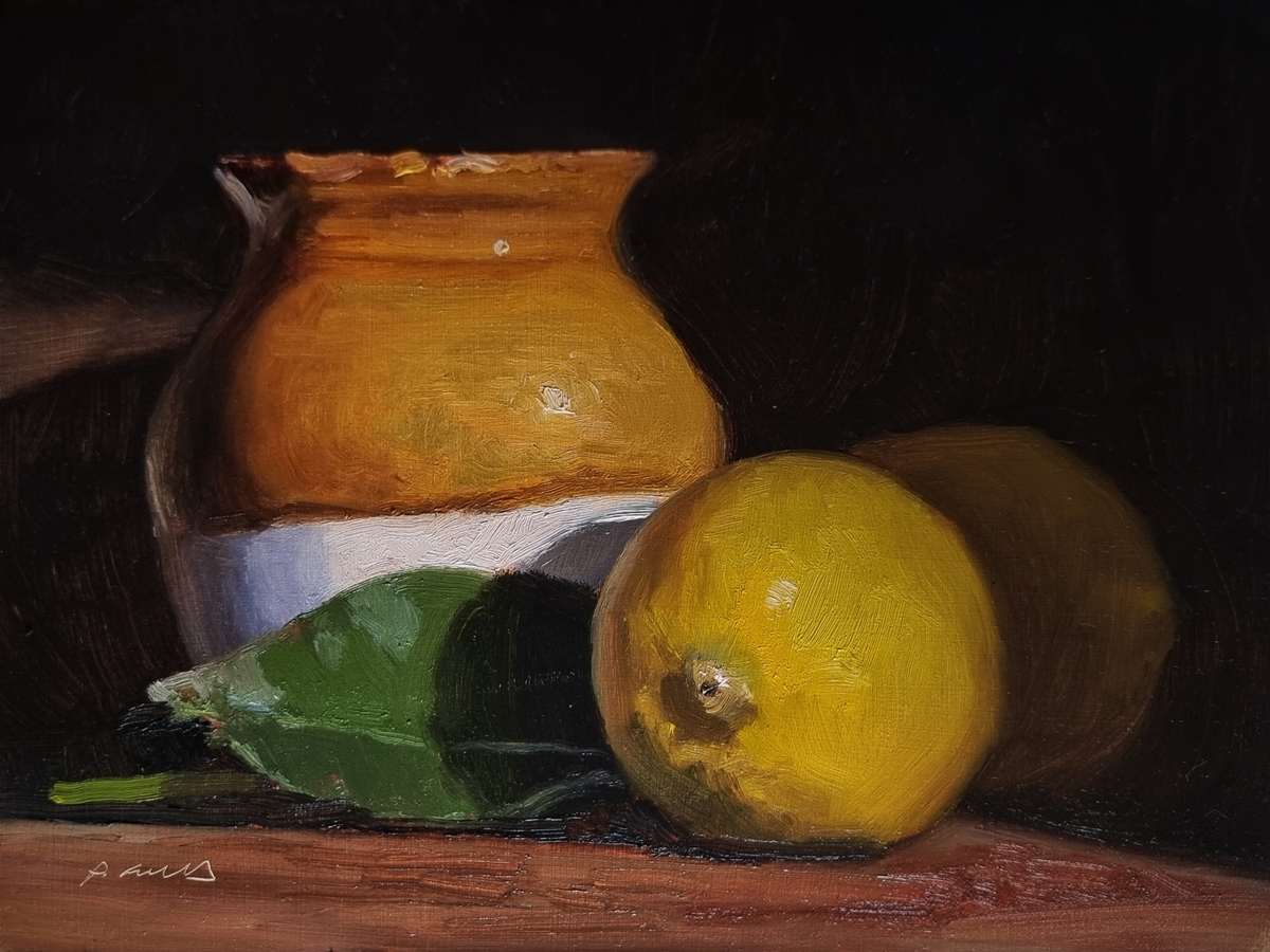 Peinture : Citrons et Pichet 