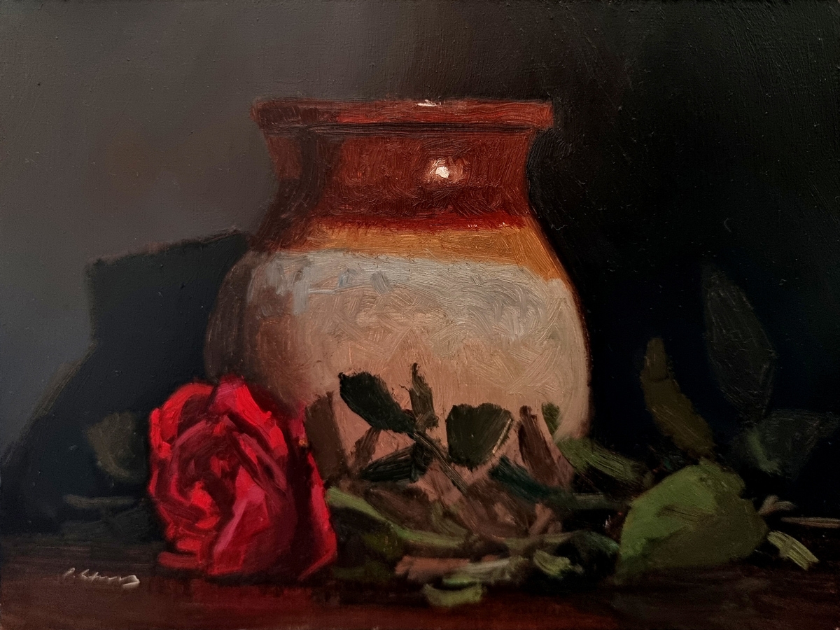 Peinture : Rose et Pichet