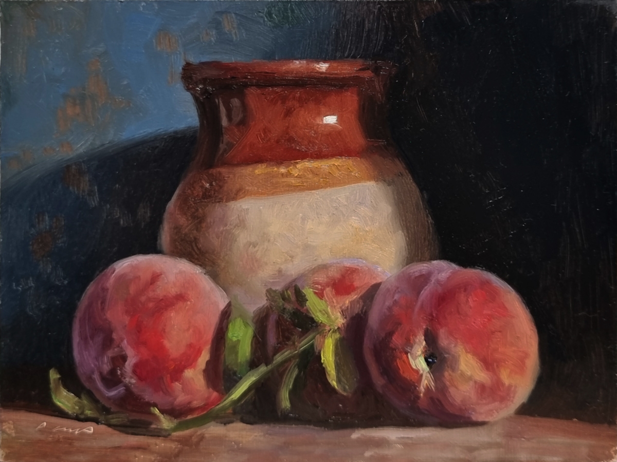 Peinture : Pêches et Pichet 