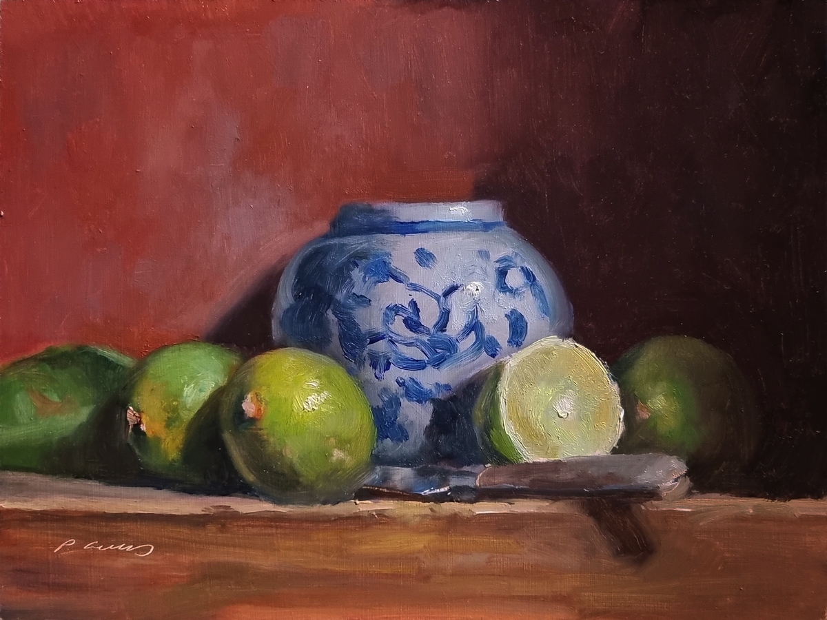 Peinture : Citrons verts 