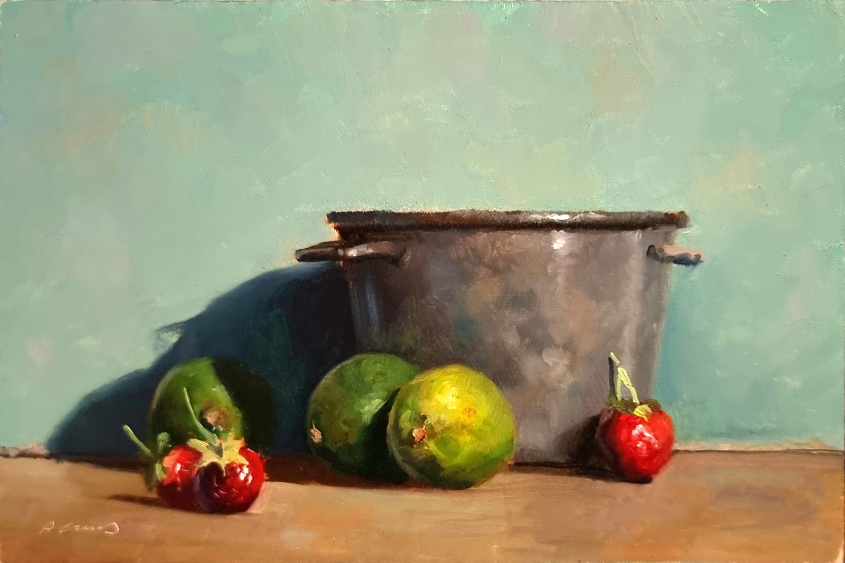 Peinture : Citrons verts et Fraises 