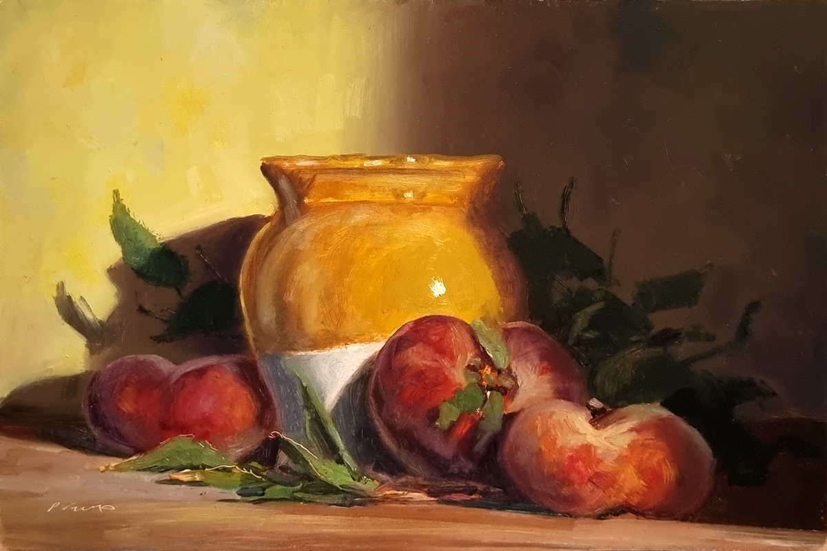 Peinture : Pêches et Pichet 