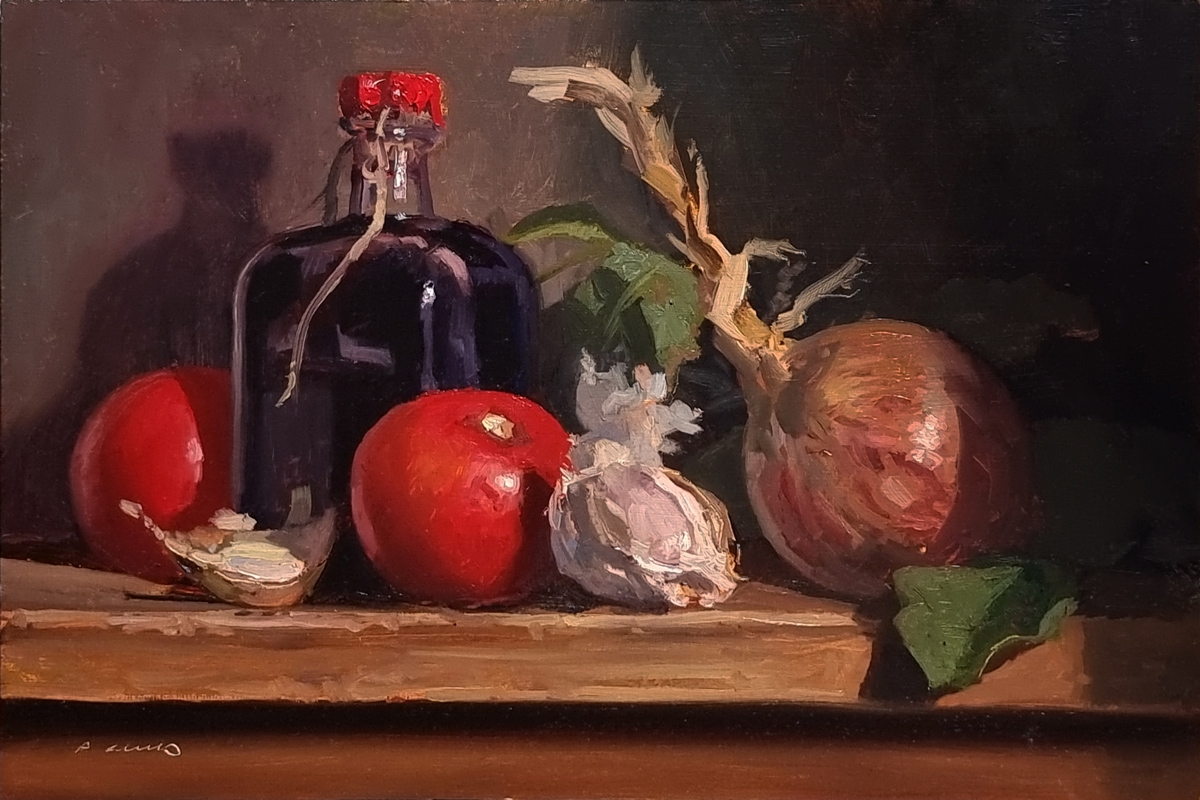 Peinture : Tomates, Aulx et Oignon 