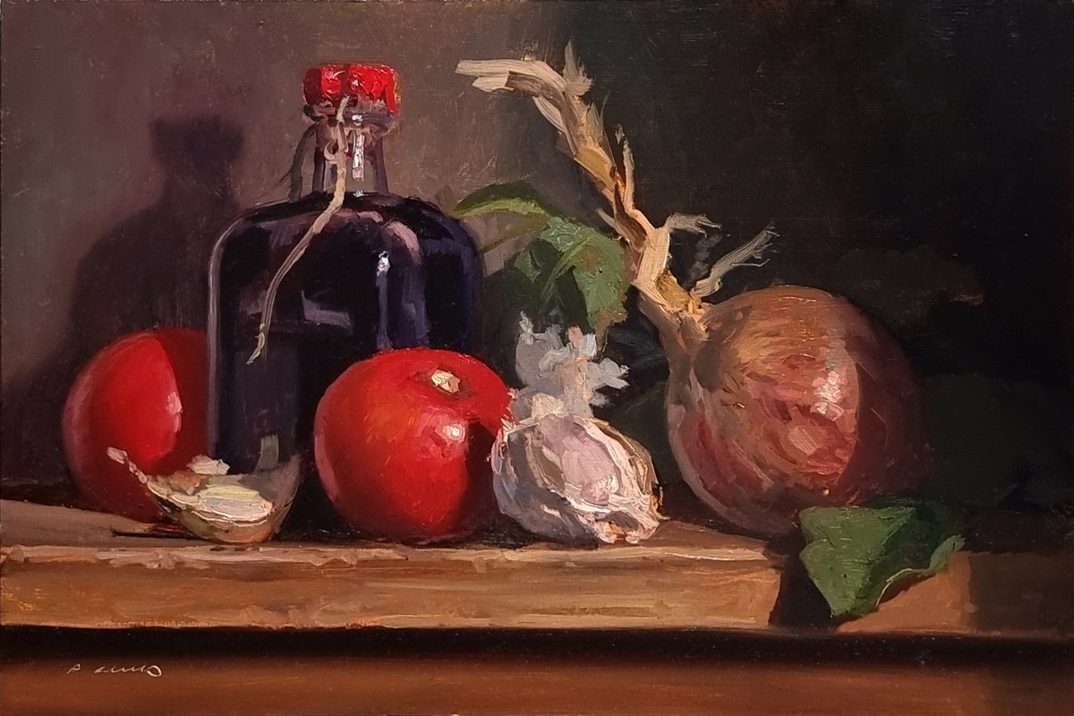 Peinture : Tomates, Aulx et Oignon