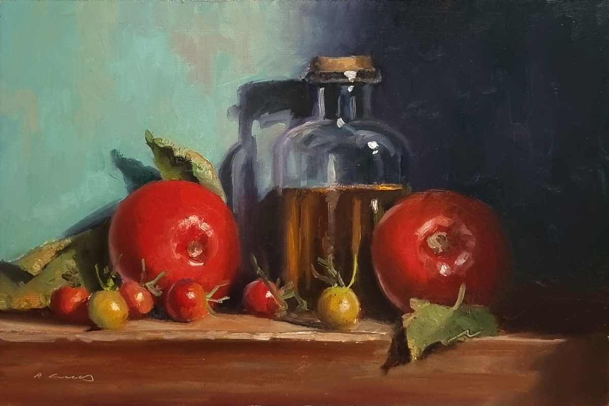 Peinture : Tomates et Huile d'Olive 