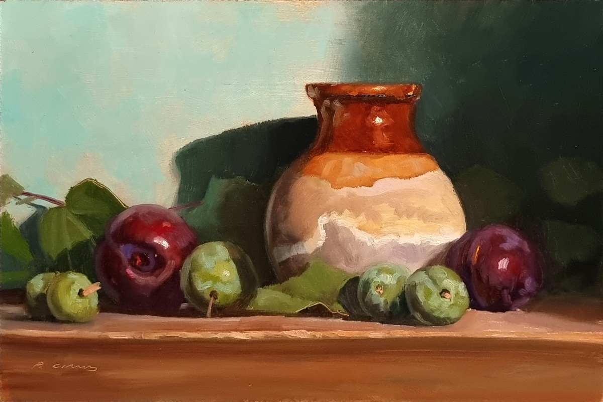 Peinture : Prunes et Pichet 