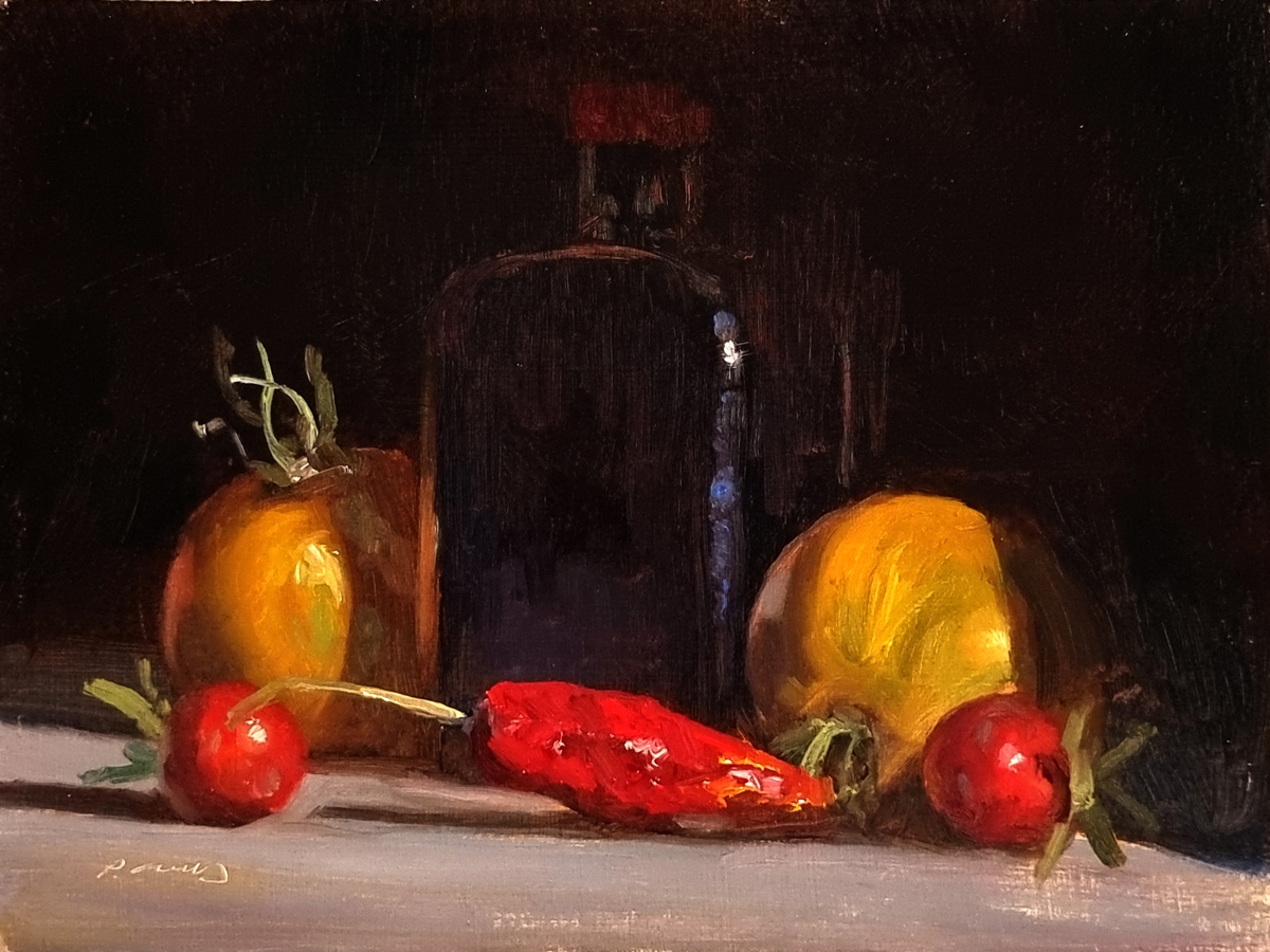 Peinture : Tomates et Piment 