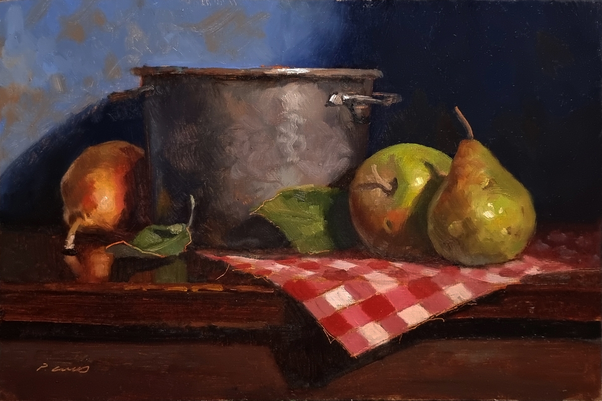 Peinture : Poires et Pomme