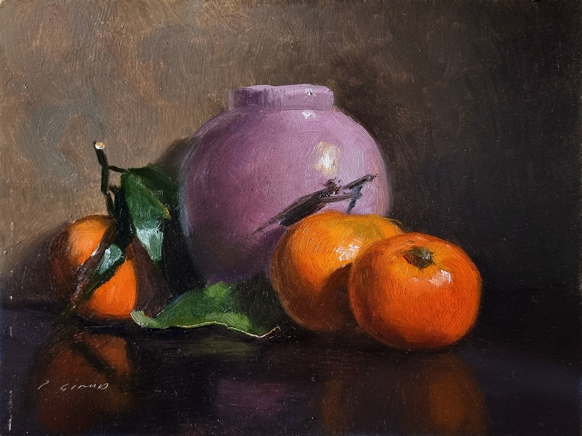 Peinture : Clémentines et Vase 