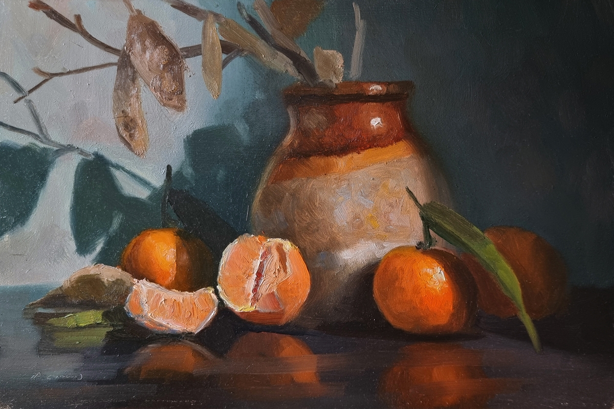 Peinture : Clémentines et Pichet 
