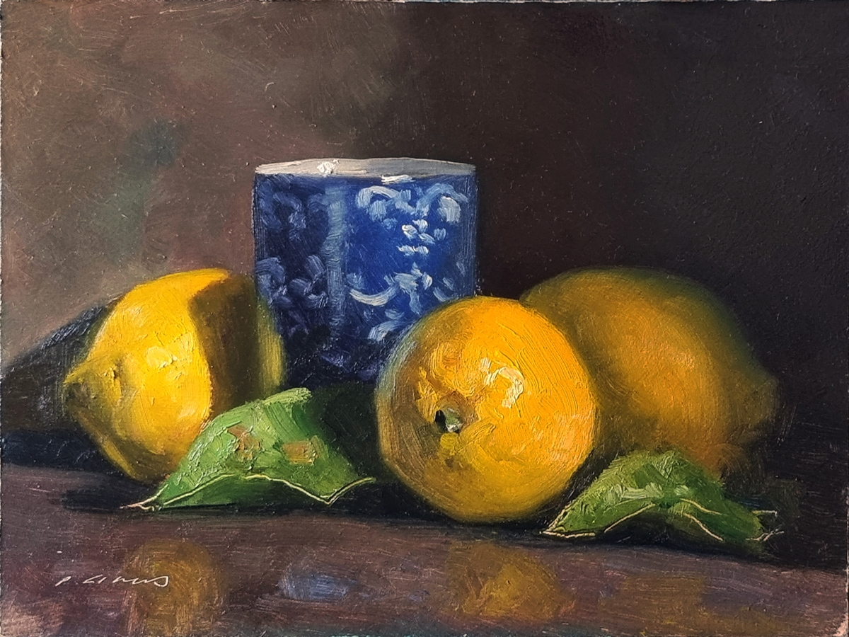 Peinture : Citrons et Tasses 