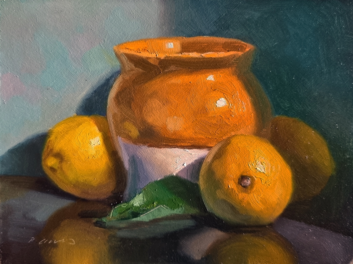 Peinture : Citrons et Pichet 