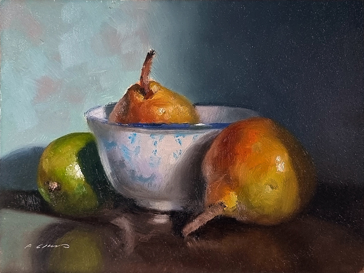 Peinture : Poires et Citron 