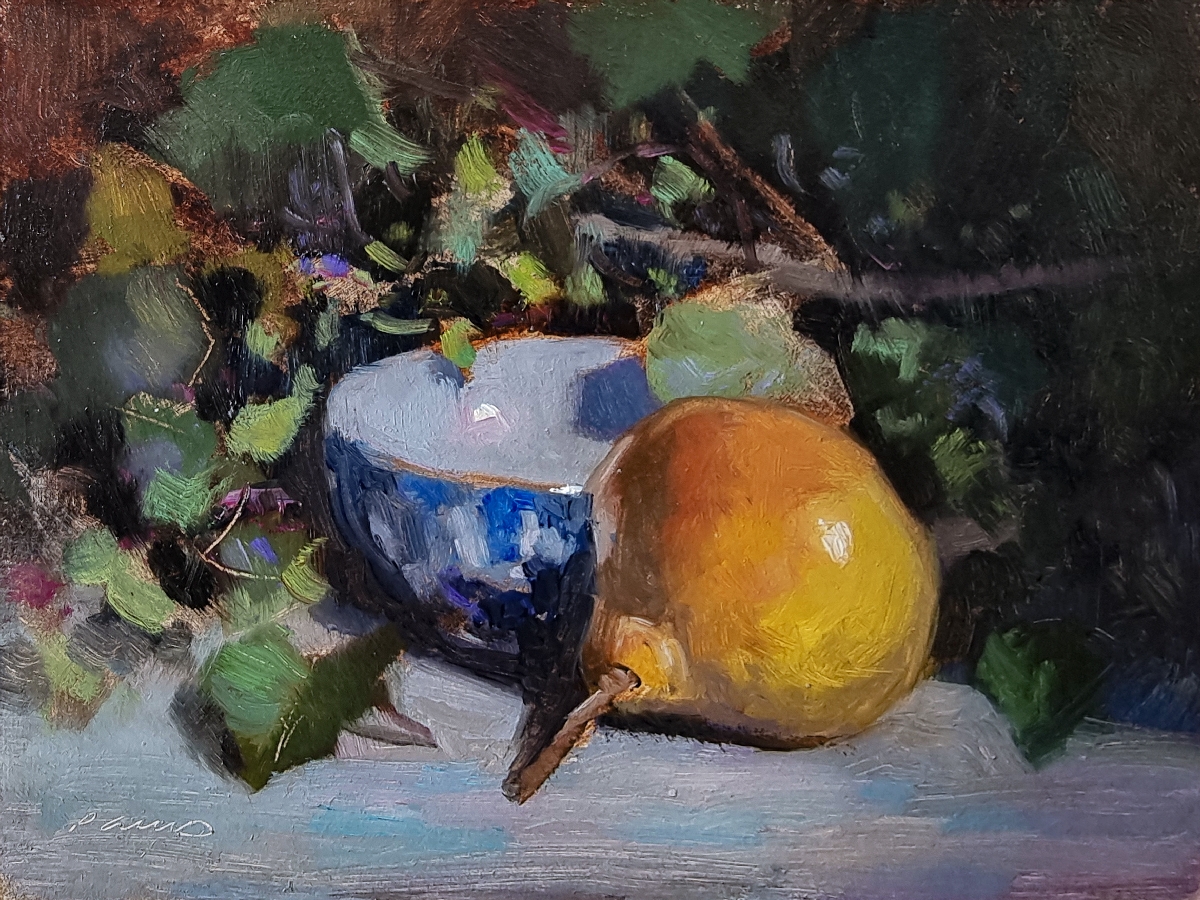 Peinture : Poire et Tasse