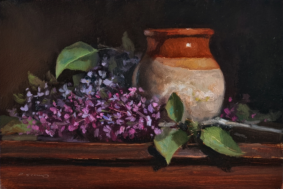 Peinture : Lilas et Pichet