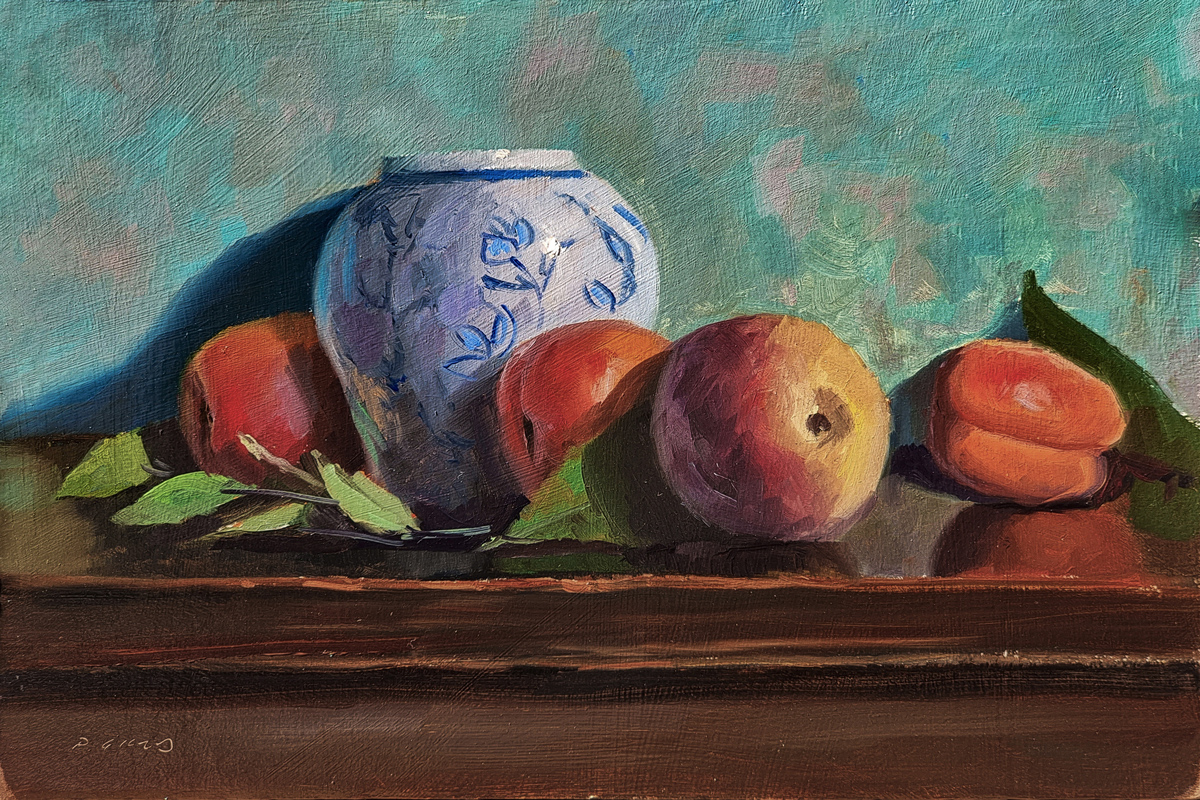 Peinture : Abricots et Pêche 