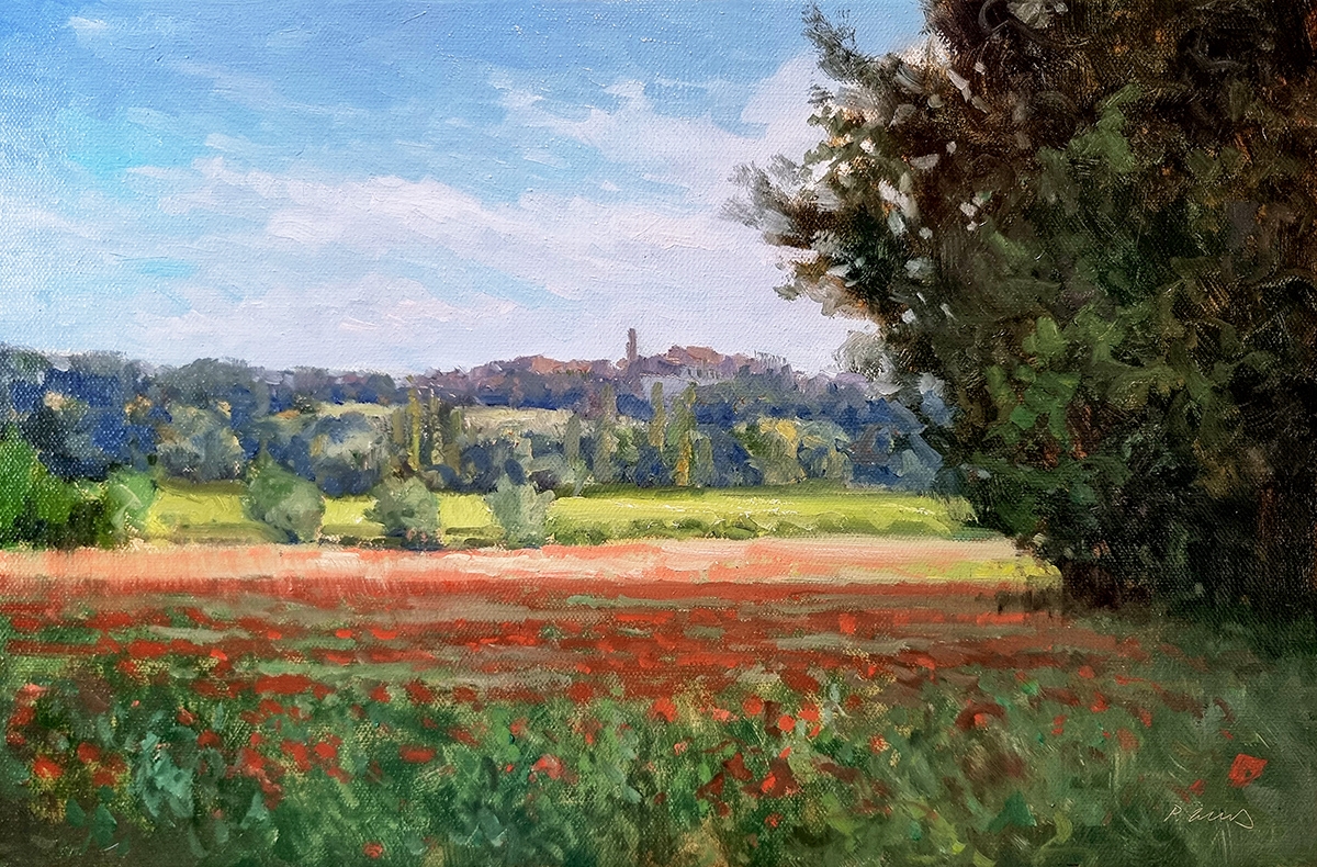 Peinture : Champs de Coquelicots (Luberon)