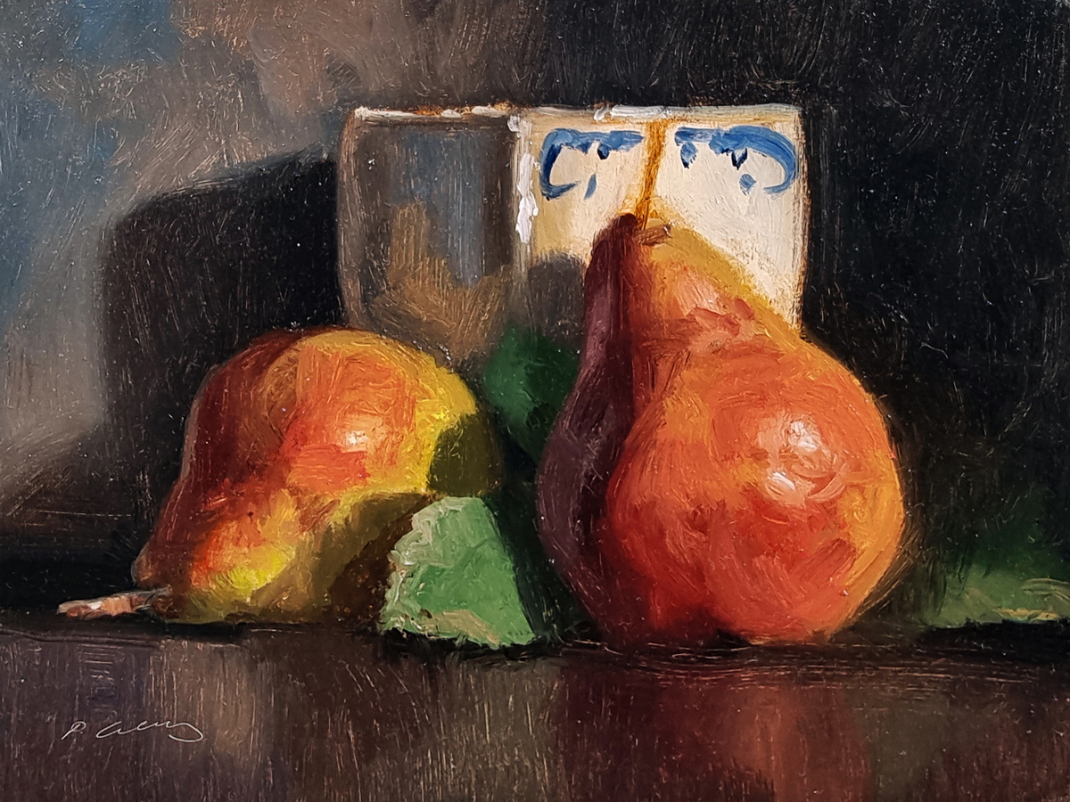 Peinture : Poires et Vase 