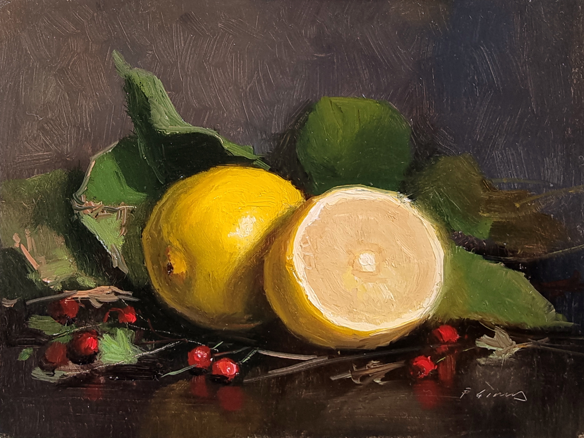 Peinture : 2 Citrons et Baies 