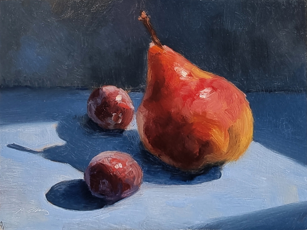 Peinture : Poire et Prunes 