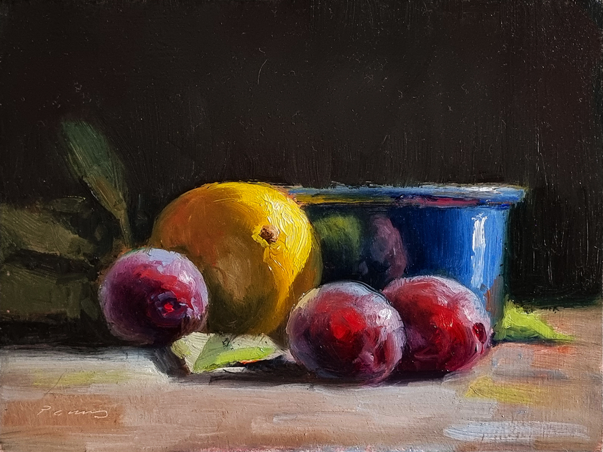 Peinture : Citron et Prunes 