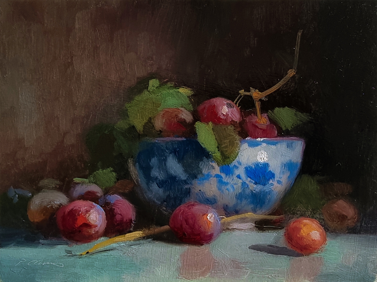 Peinture : Raisins et Bol 