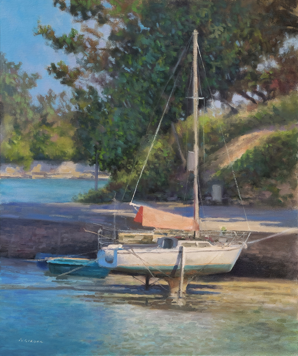 Peinture : Voilier Port Anna (Morbihan)