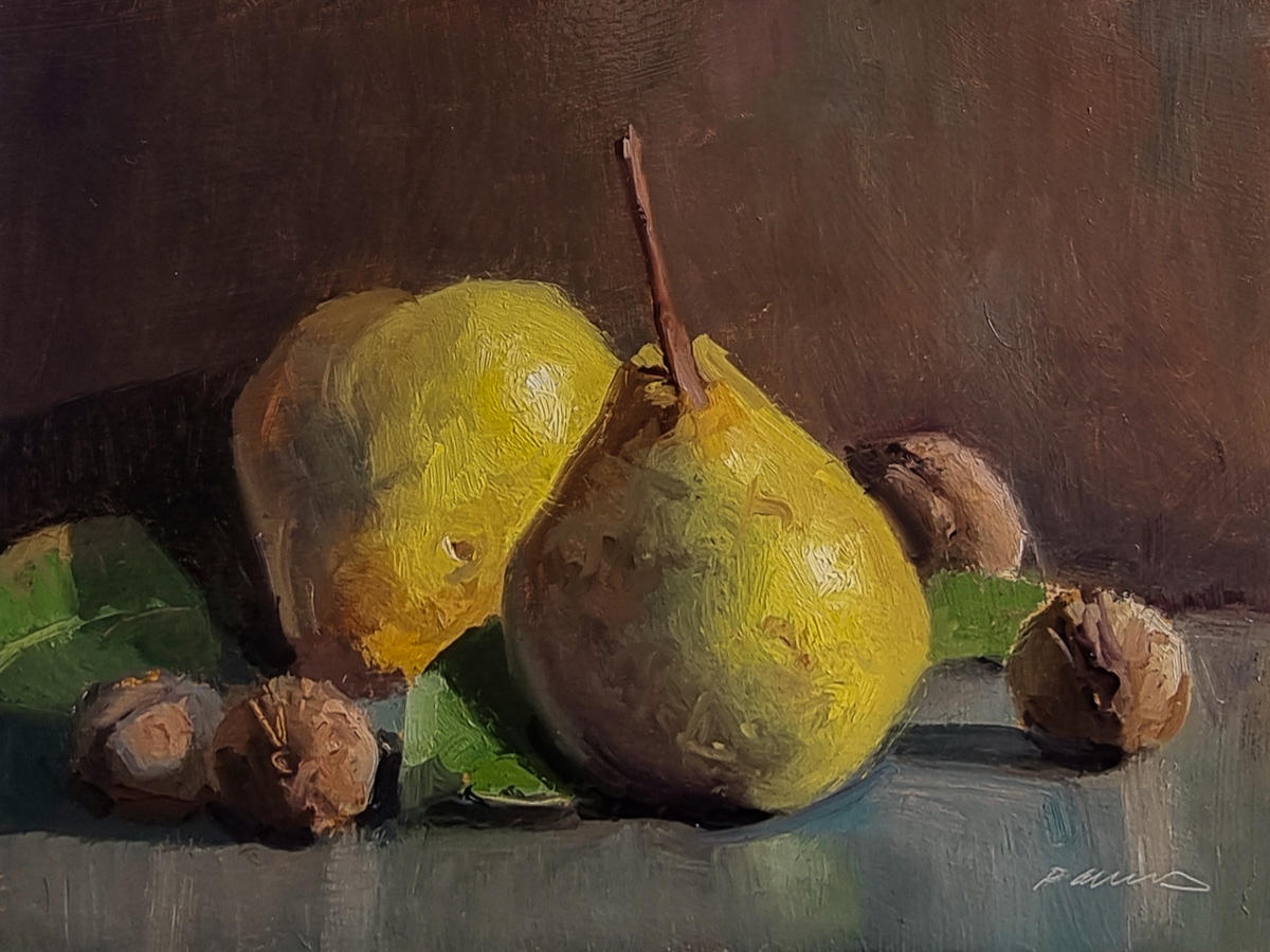 Peinture : Poires et Noix 