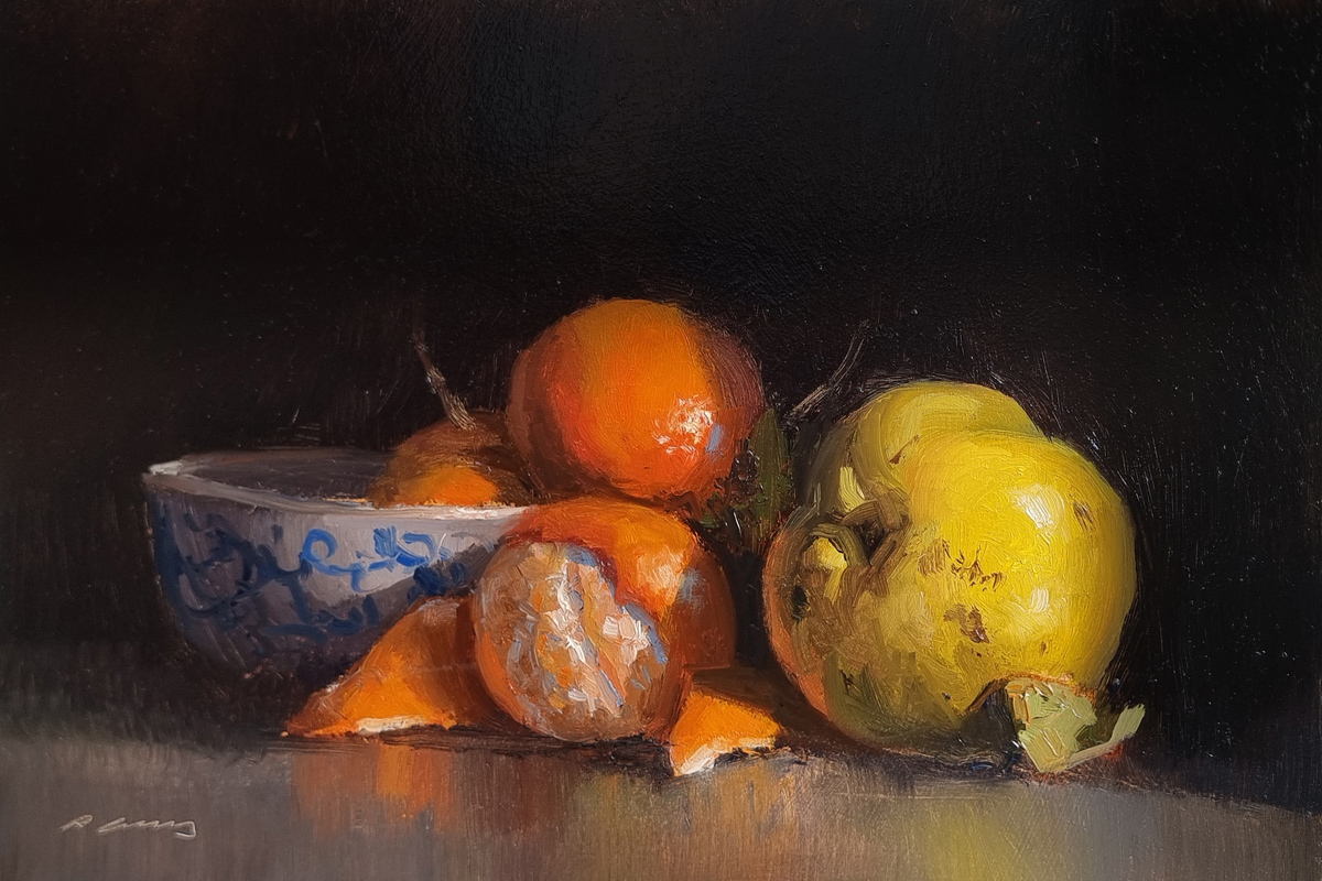 Peinture : Coing et Clémentines 