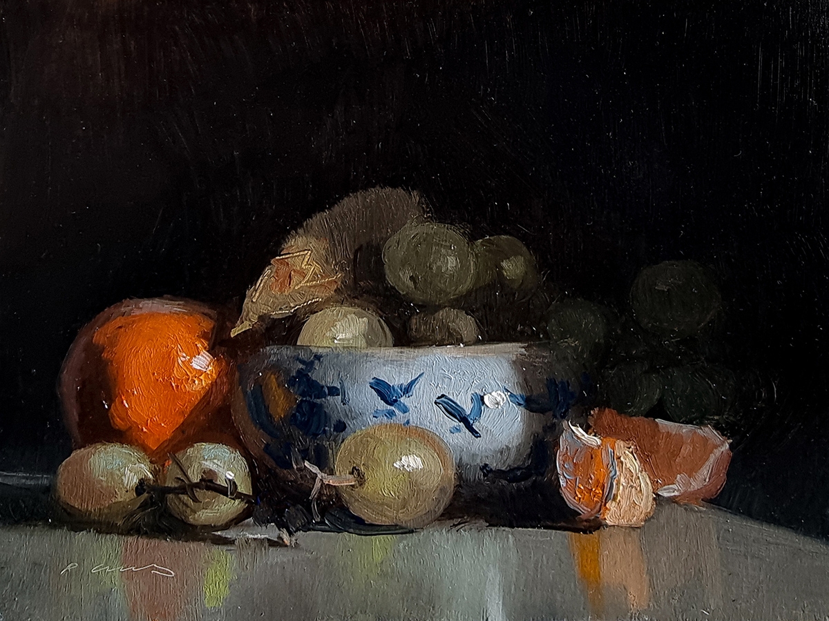 Peinture : Clémentines et Raisins 