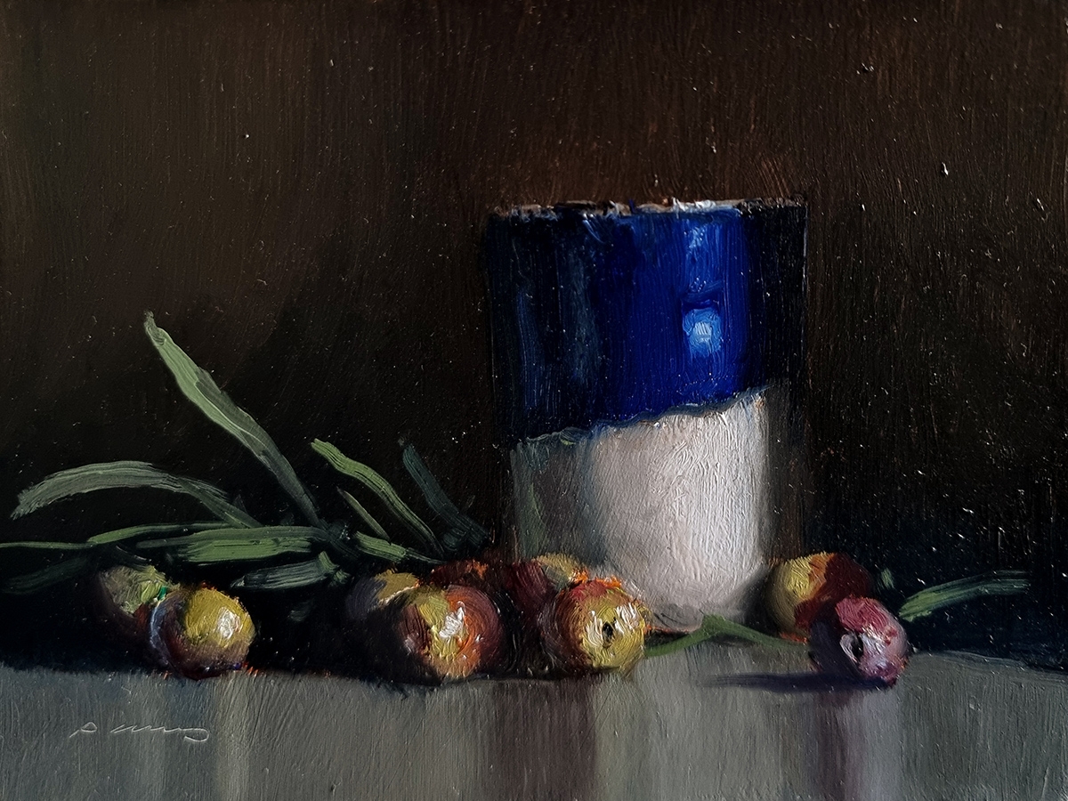 Peinture : Olives et Tasse
