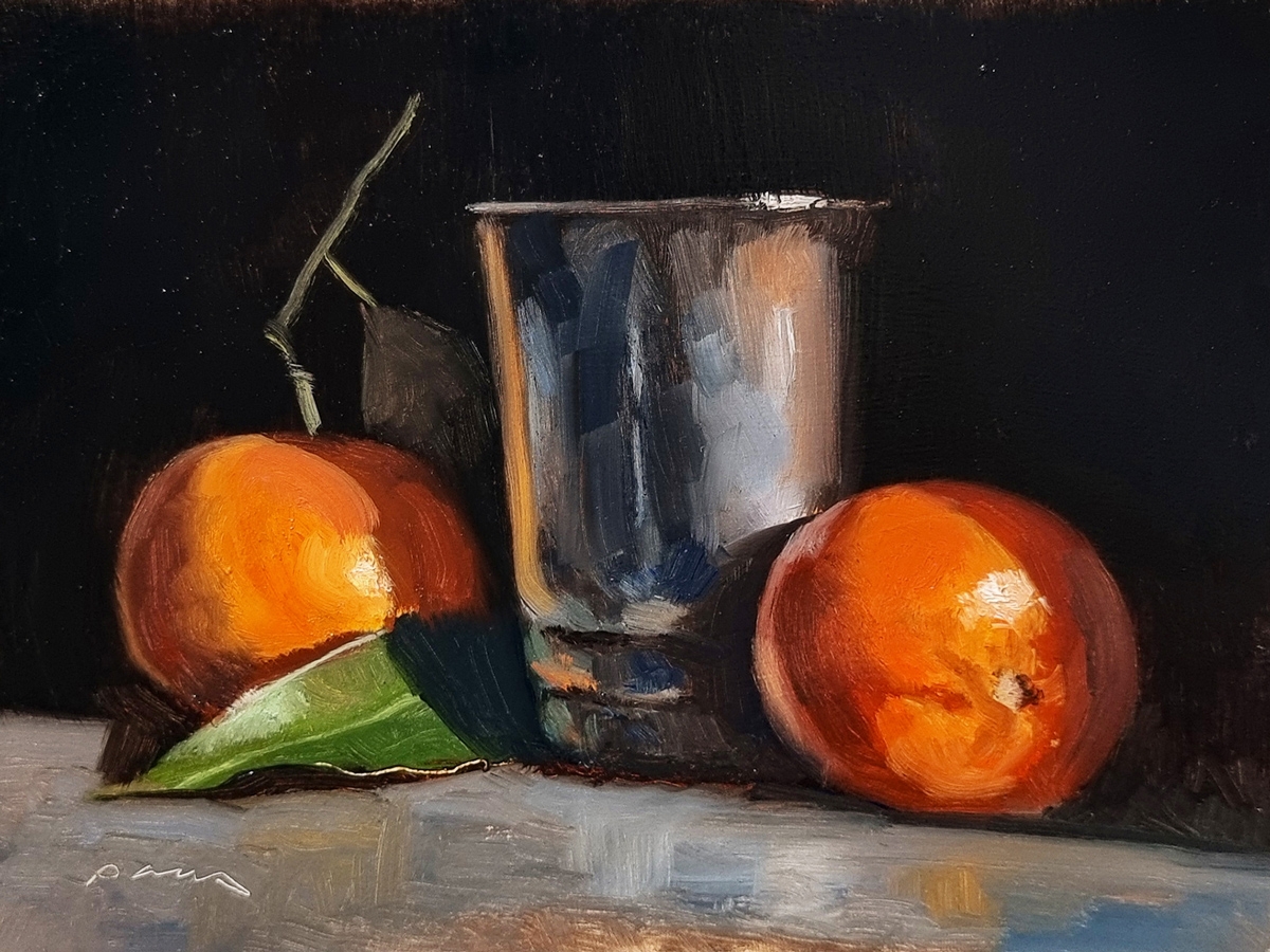 Peinture : Clémentines et Gobelet 