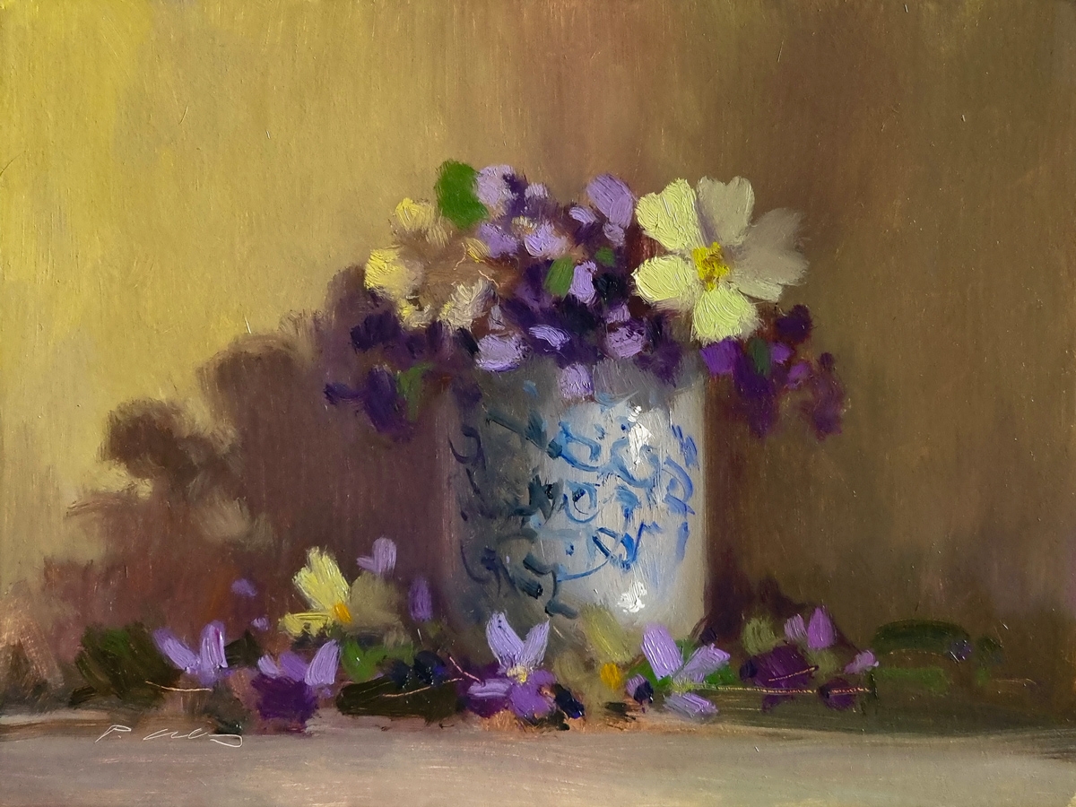 Peinture : Violettes & Primevères 