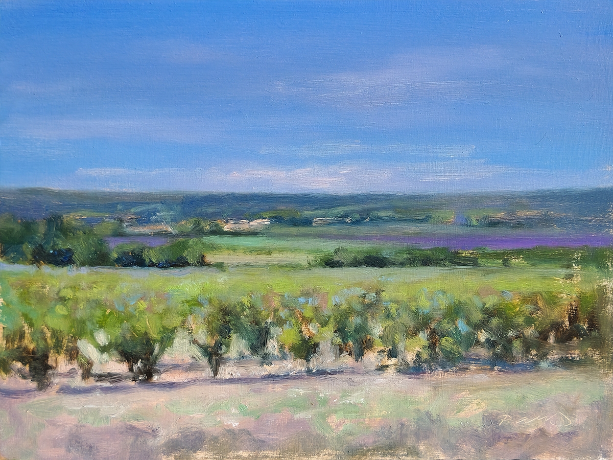 Peinture : Vignes et Lavandes dans la Drôme 