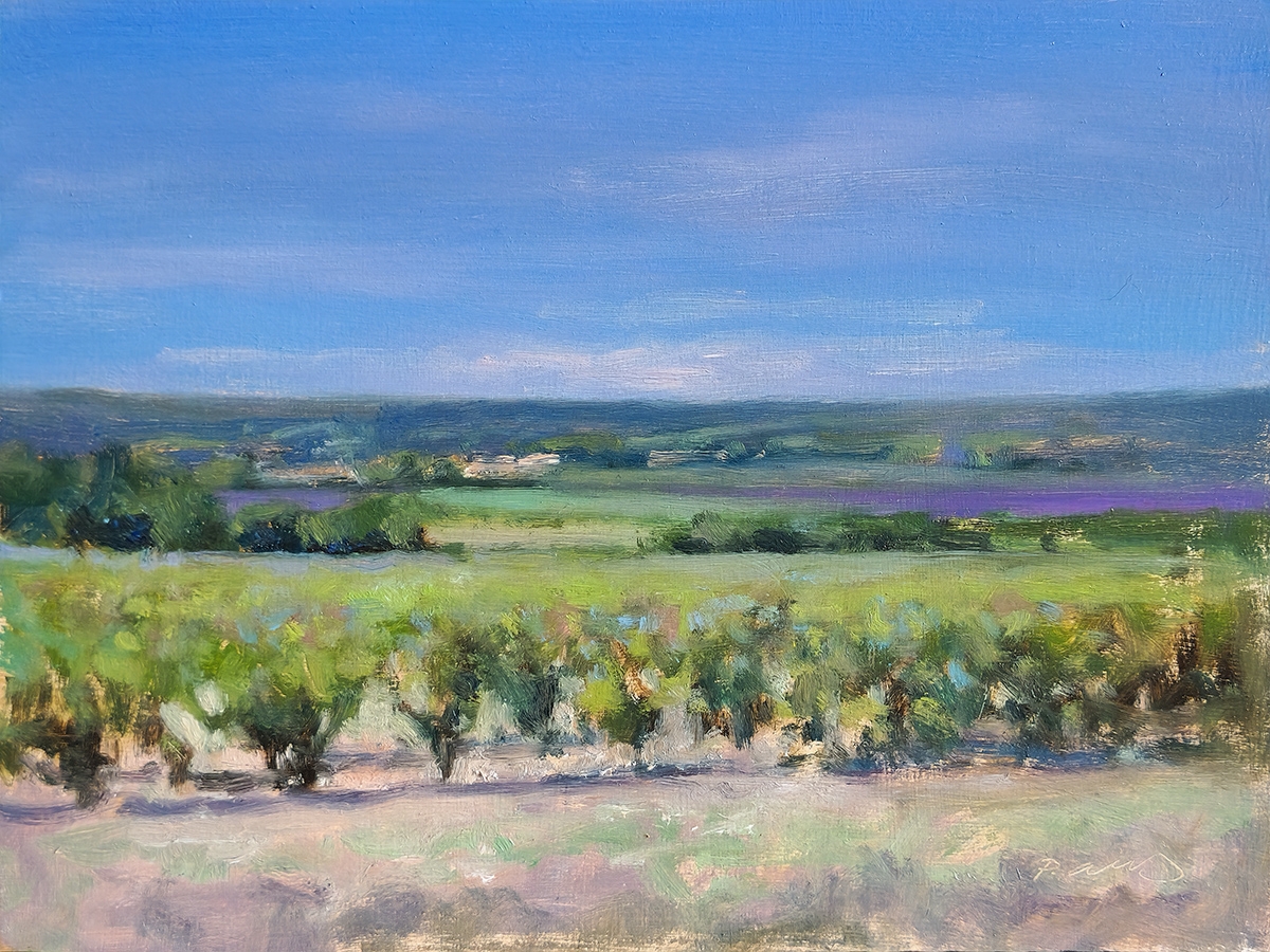 Peinture : Vignes et Lavandes dans la Drôme