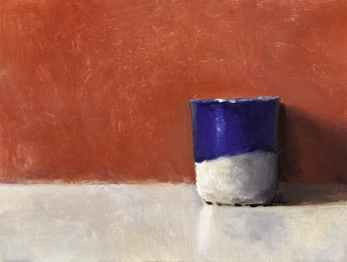 Peinture : Tasse Bleue Par temps de pluie