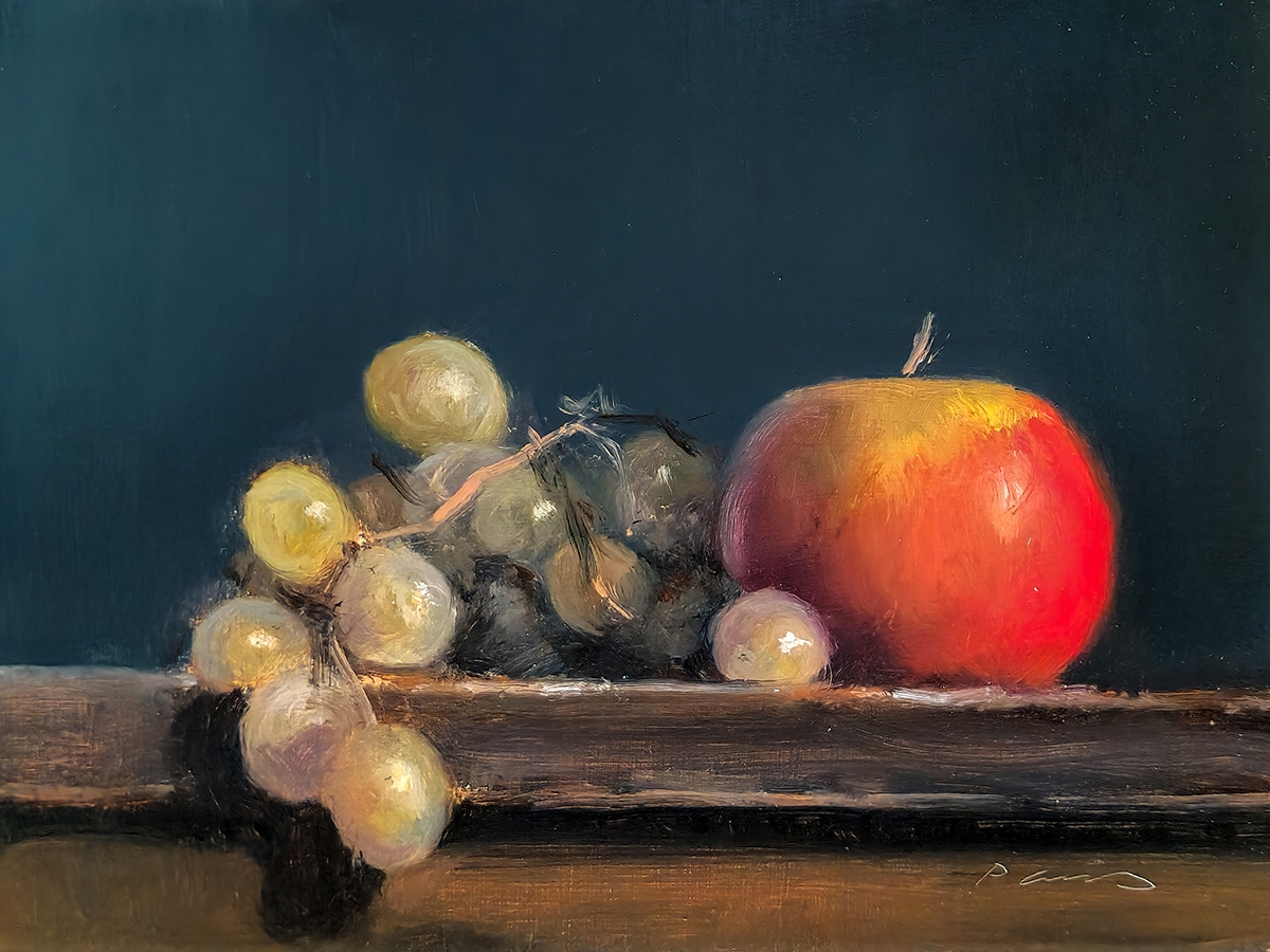 Peinture : Pomme et Raisin 