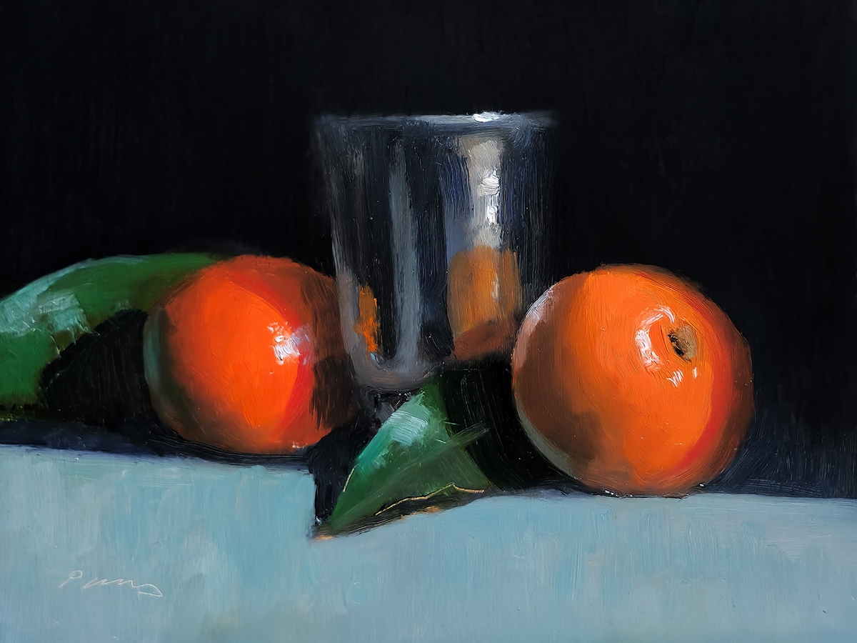 Peinture : Clémentines et Gobelet Peinture : Clémentines et Gobelet