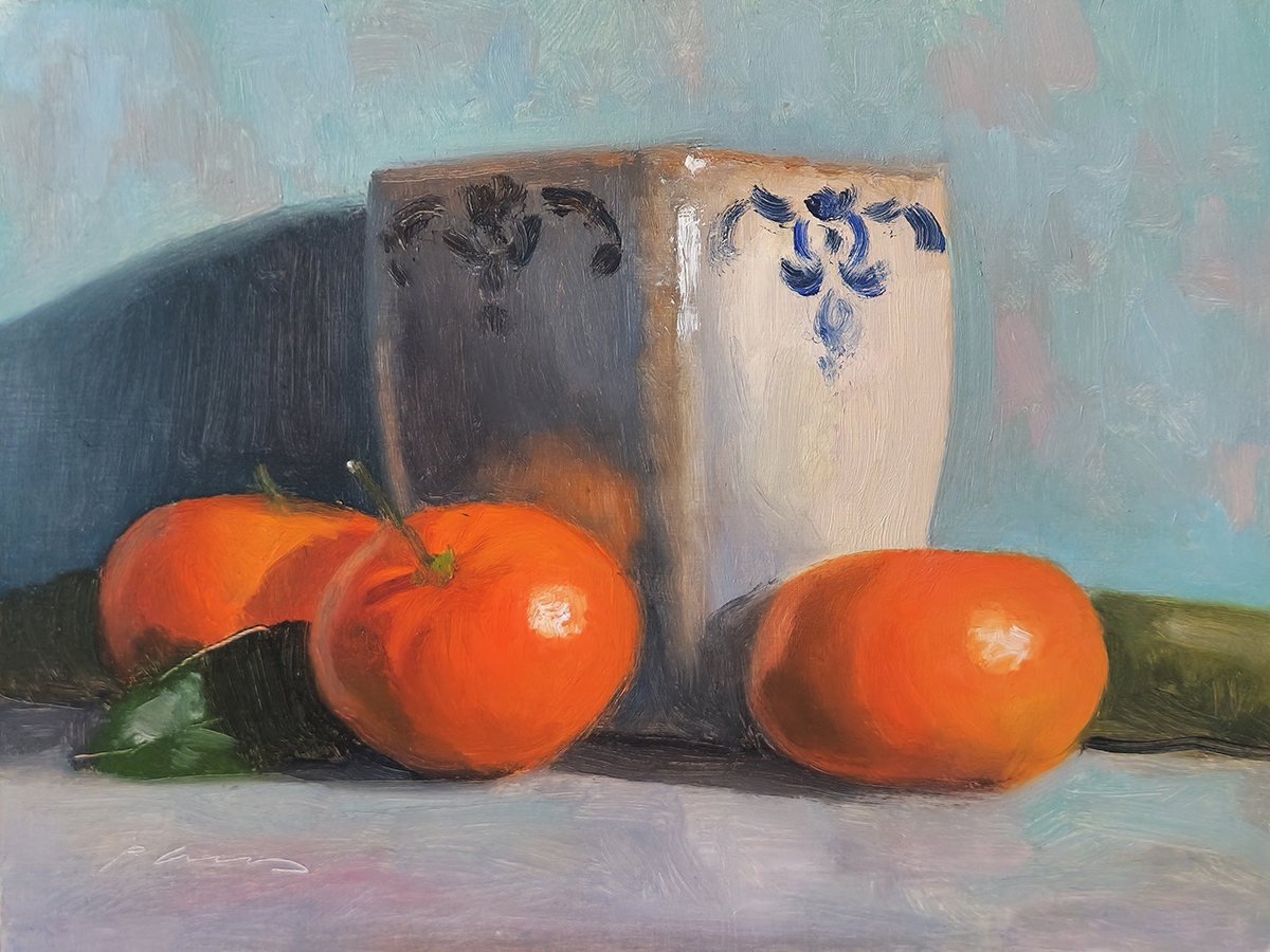 Peinture : Clémentines et Vase 