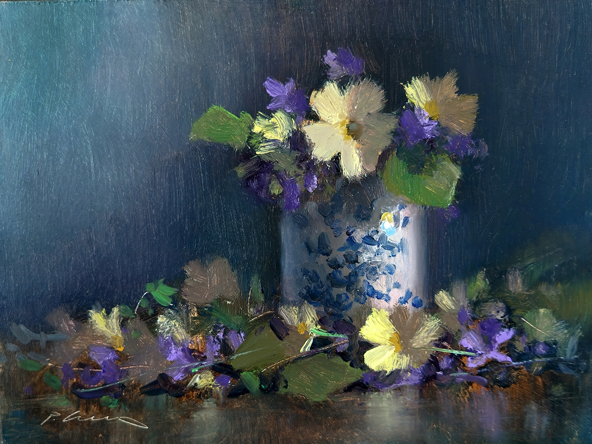 Peinture : Bouquet de Violettes 
