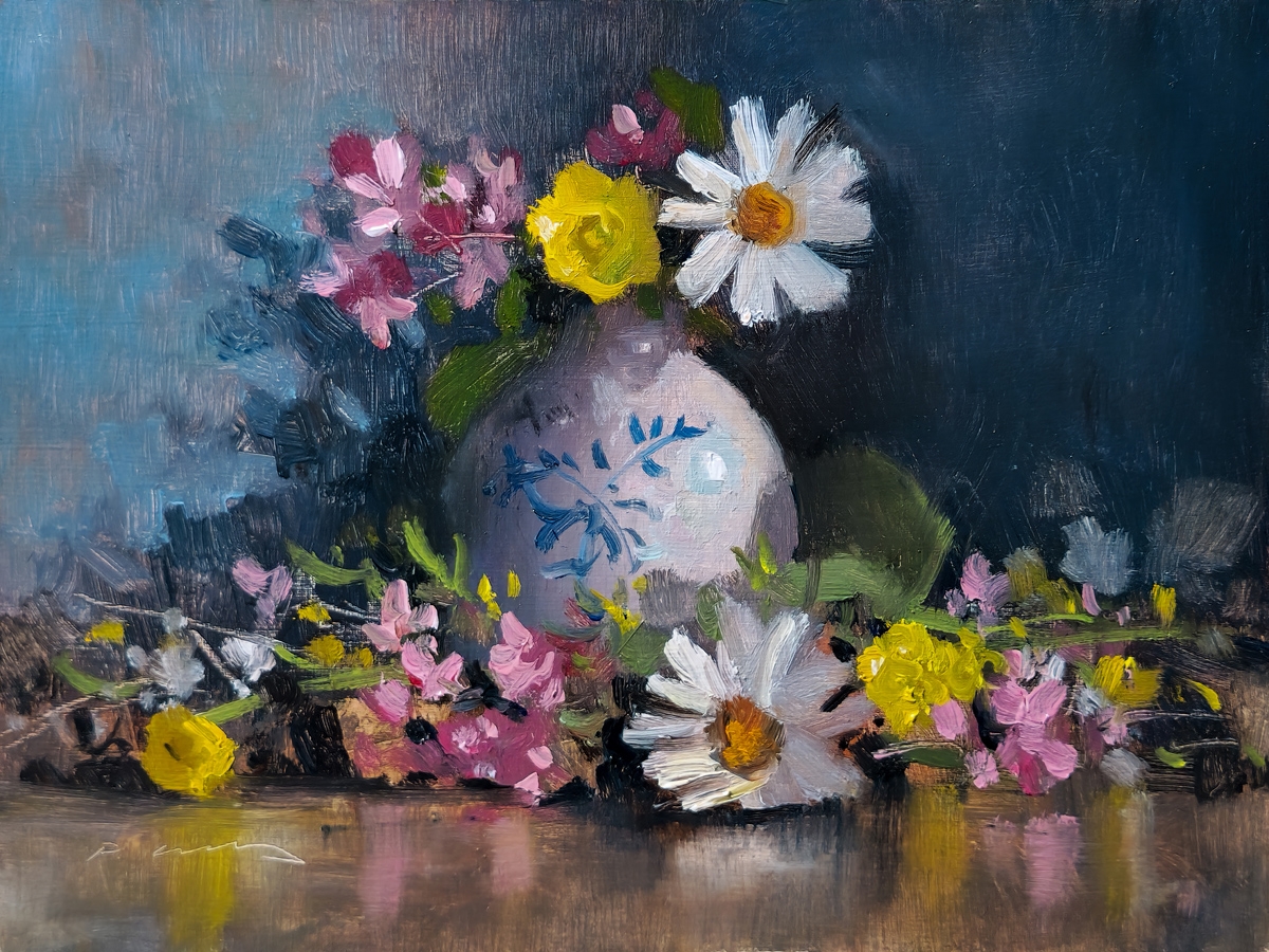 Peinture : Fleurs & Vase 
