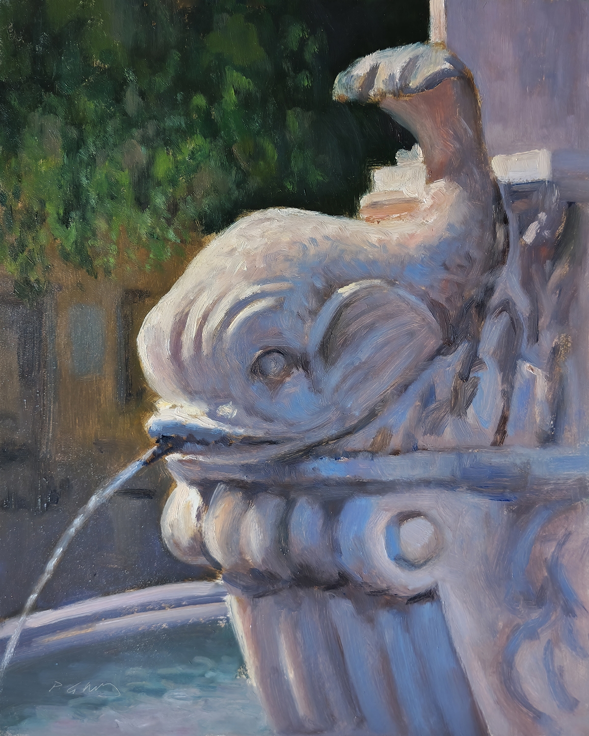 Peinture : Fontaine des 4 Dauphins Aix en Provence